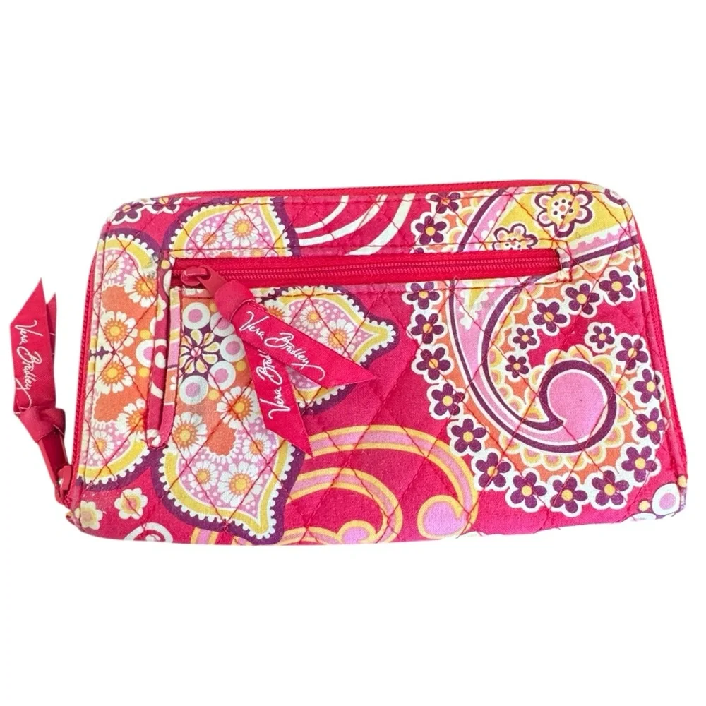 Vera Bradley Raspberry Fizz zip-around wallet pink paisley 2008 retired